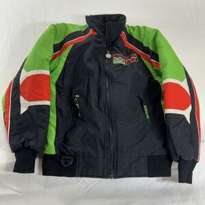 Vintage Arctic Cat Arcticwear Youth Snowmobile Jacket Sz L • Black Green Orange